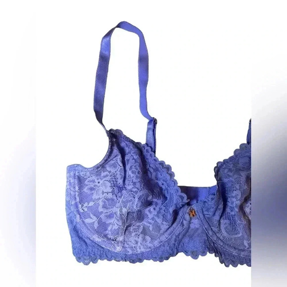 Savage x Fenty Bra 34D Lingerie Rhianna Blue Periwinkle Ombré Lace Underwire - Picture 3 of 8